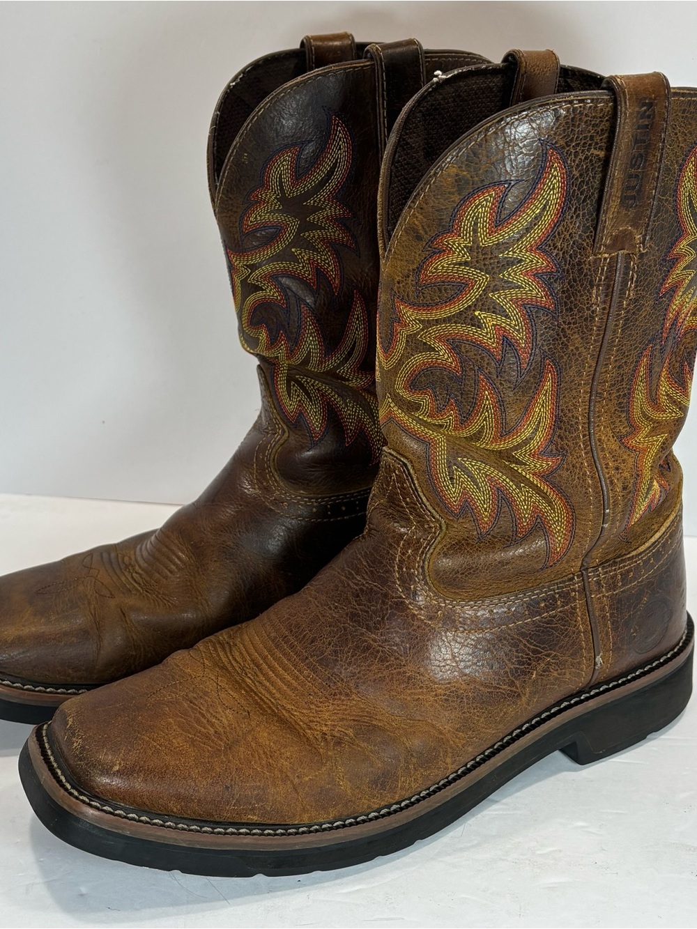 Justin Stampede Cattleman Rawhide Cowboy Boots Mens Sz 10.5 EE Western 4681